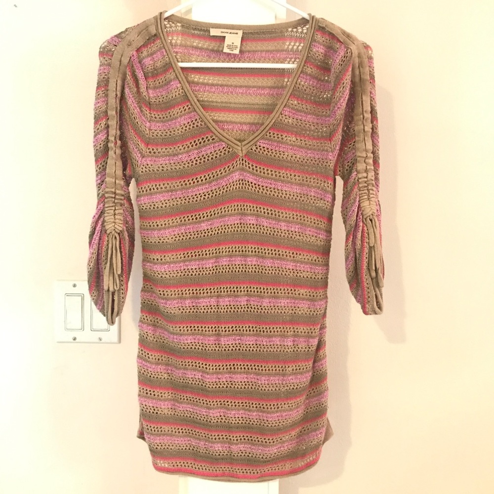 DKNY Jeans Ruched Sleeve Sweater